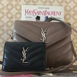 Yves Saint Laurent Chevron Grain De Poudre Matelasse Monogram WALLET